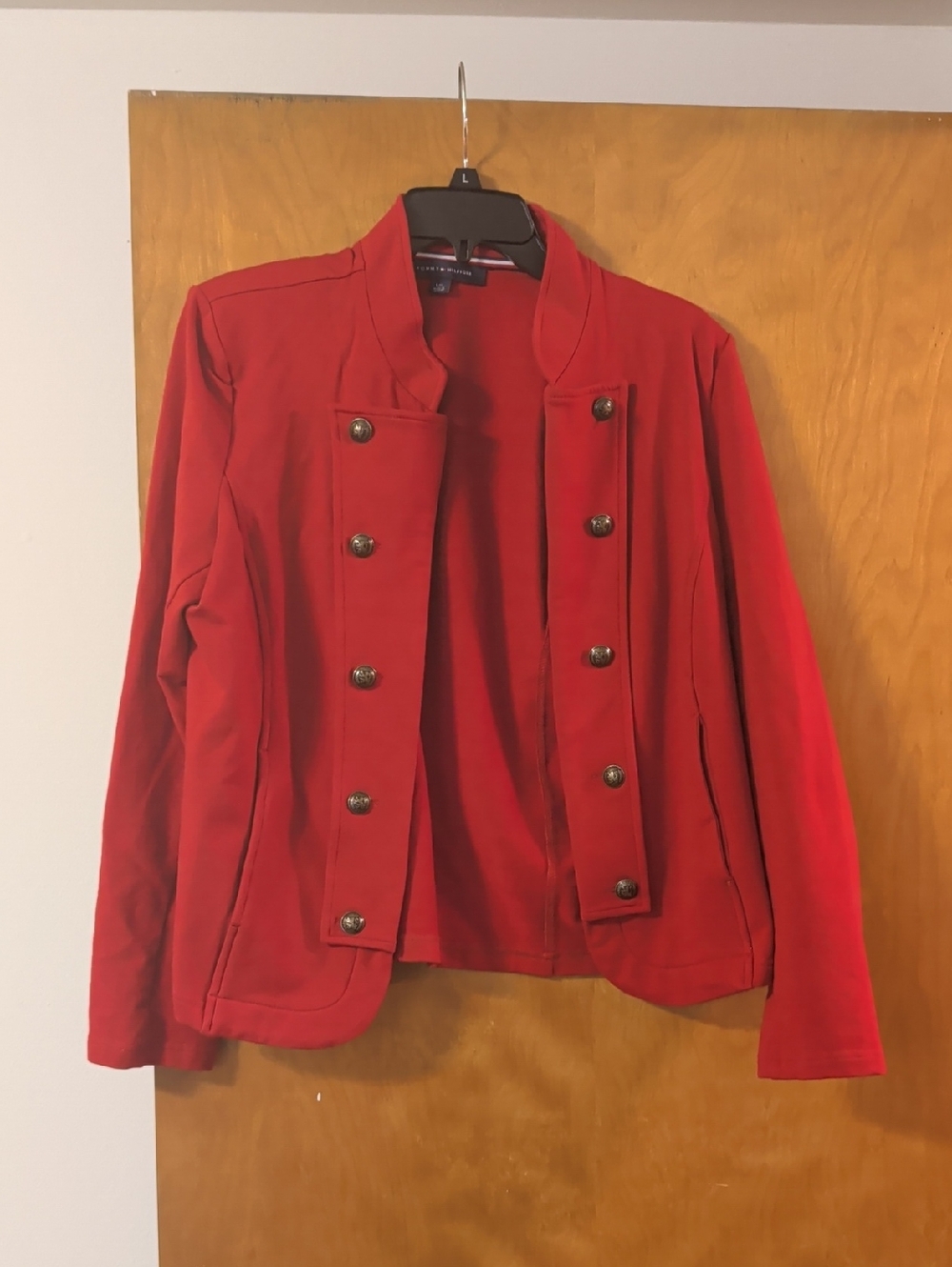 Tommy Hilfiger Red Military-Inspired Double-Breasted Blazer